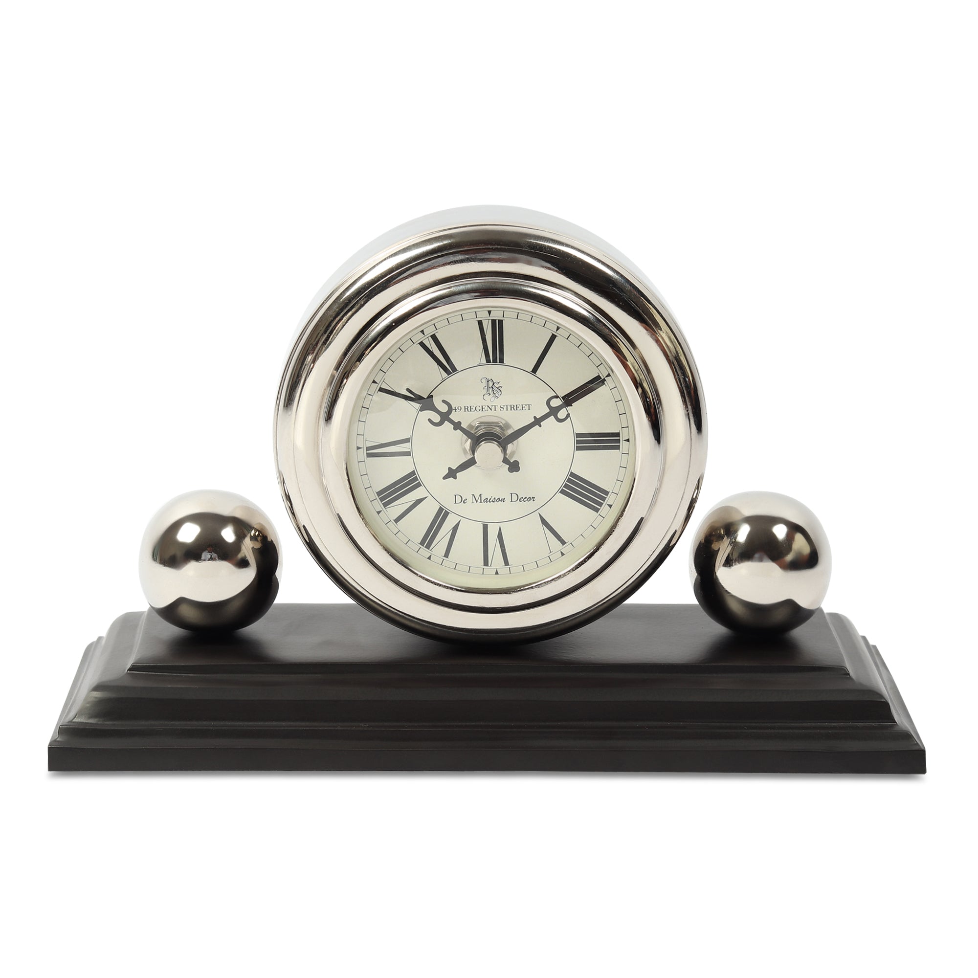 Orbitron table clock in silver