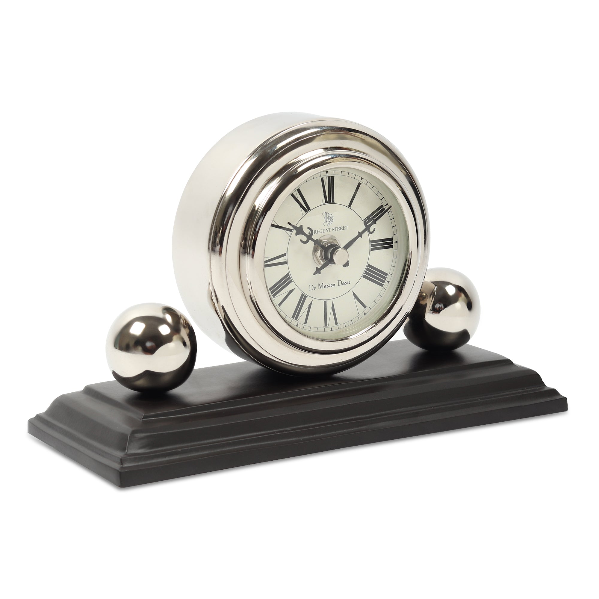 Orbitron table clock in silver