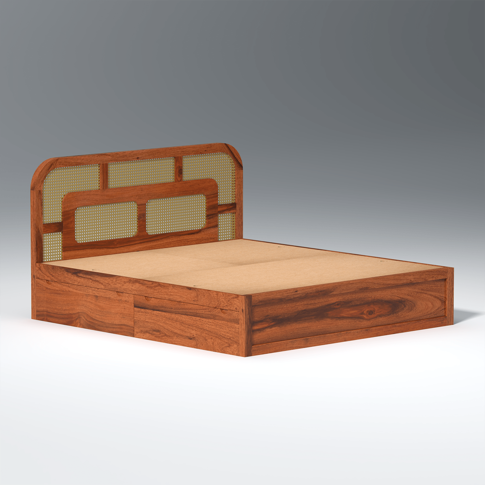 Zenitha Sheesham Wood Bed with Box Storage in Maharani Colour - Ouch Cart