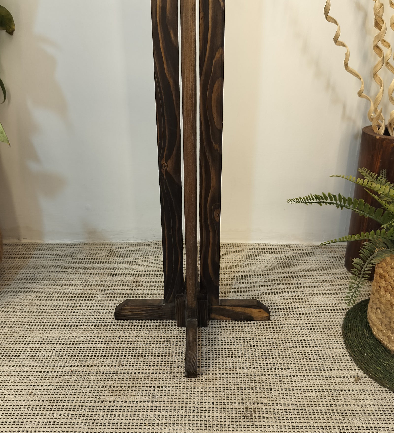 Inca Wooden Floor Lamp with Premium Beige Fabric Lampshade
