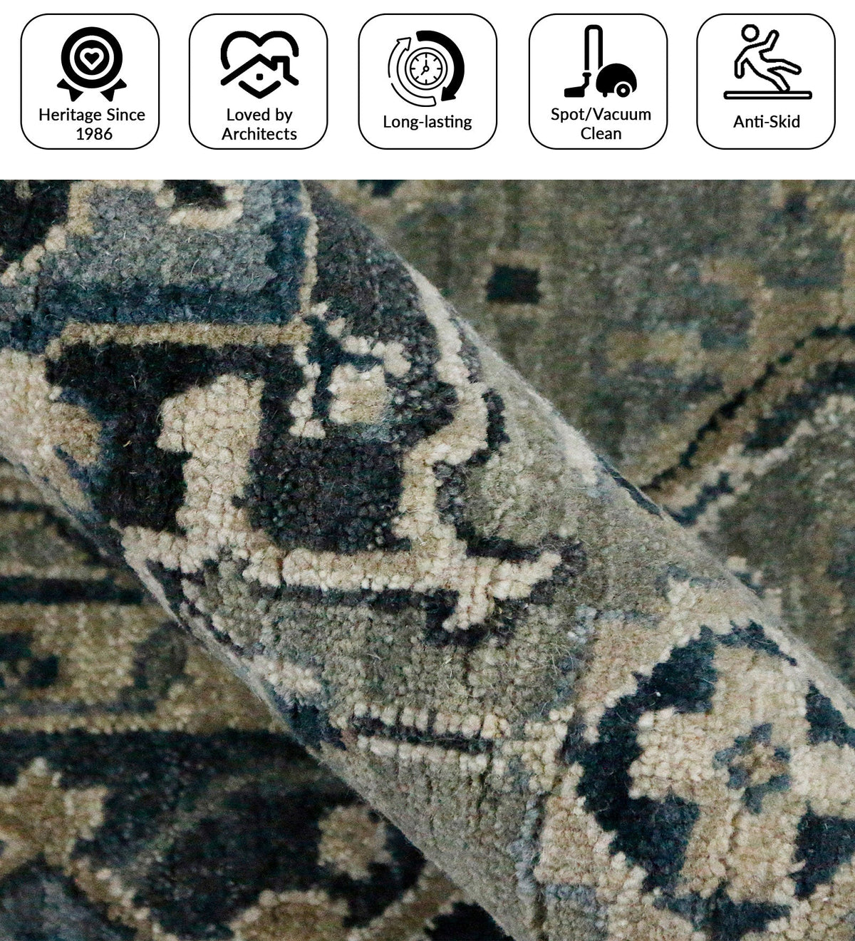 Heritage Traditional Pattern Hand Knotted Rectangle Anti-Skid Designer Carpet, Area Rug For Bed Room, Living Room - 6'x9' Saraswati Global