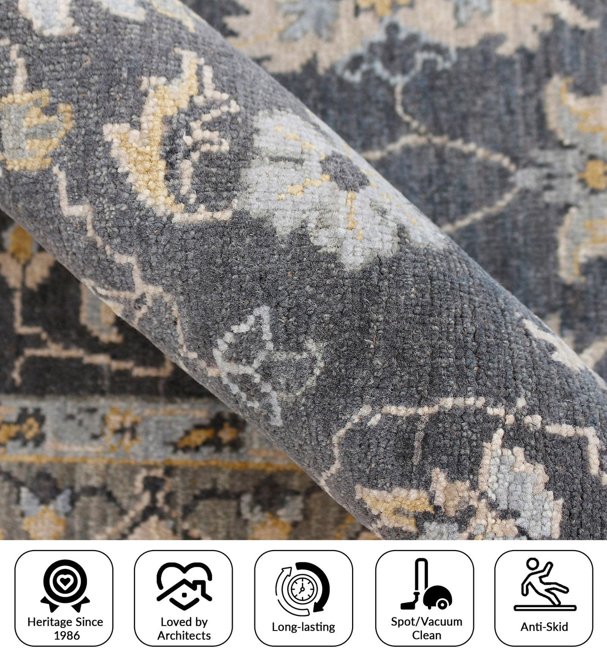 Heritage Traditional Pattern Hand Knotted Rectangle Anti-Skid Designer Carpet, Prayer Rug For Office Cabins, Small Living Spaces - 4'X6' Saraswati Global