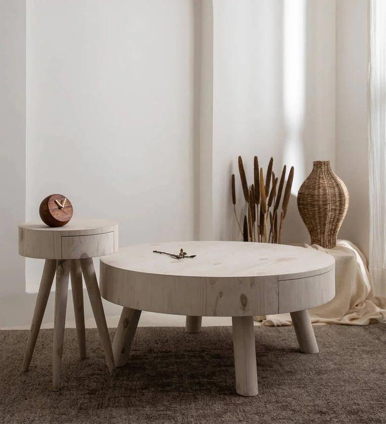 Solid wood Coffee Table (Set of 2 )In White Colour - Ouch Cart