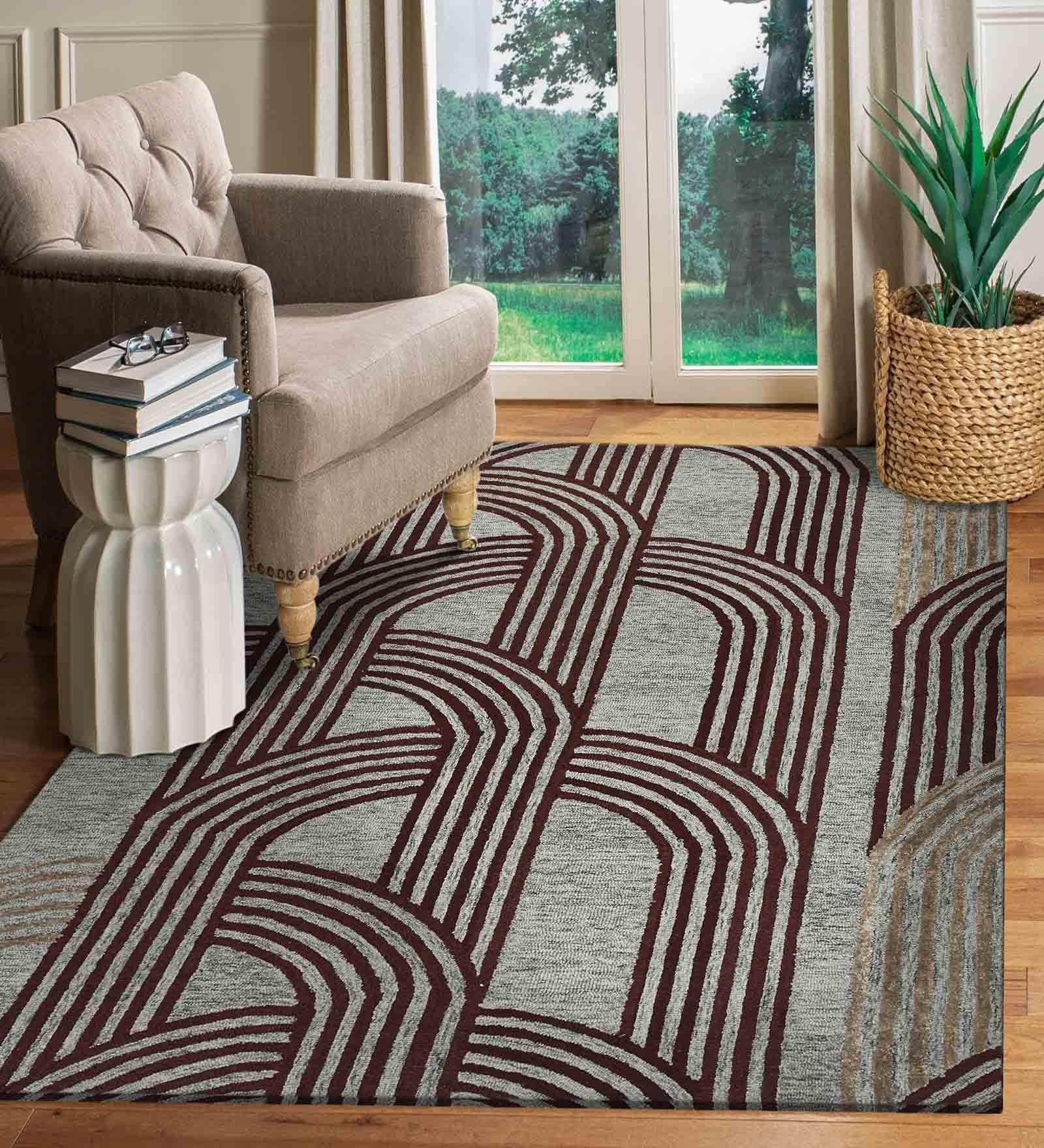 GRAPHITE Wool & Viscose Canyan 4x6 Feet Hand-Tufted Carpet - Rug - Ouch Cart