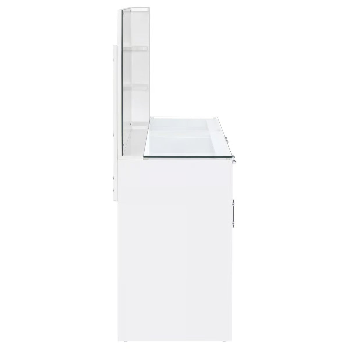 Elegant Jaiyla 2-Drawer Vanity Set with LED Mirror – Modern High Gloss Desk