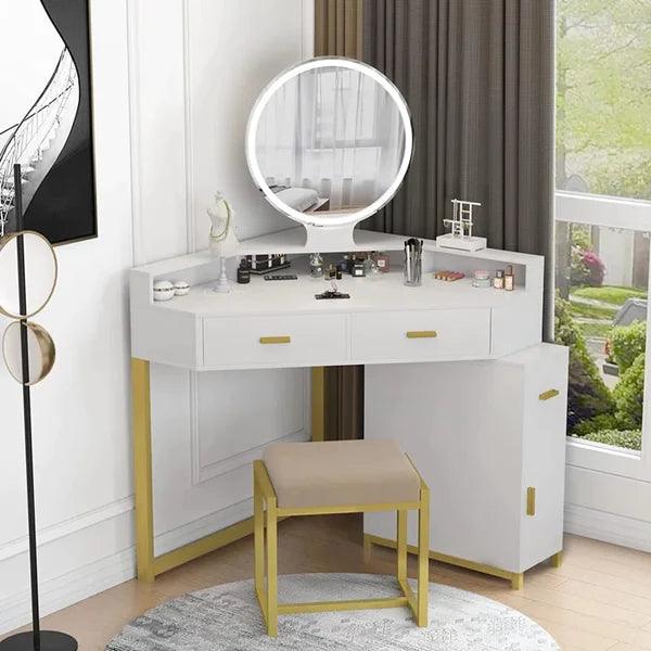 Cykron Drey Vanity dressing table design with mirror with stool - Ouch Cart