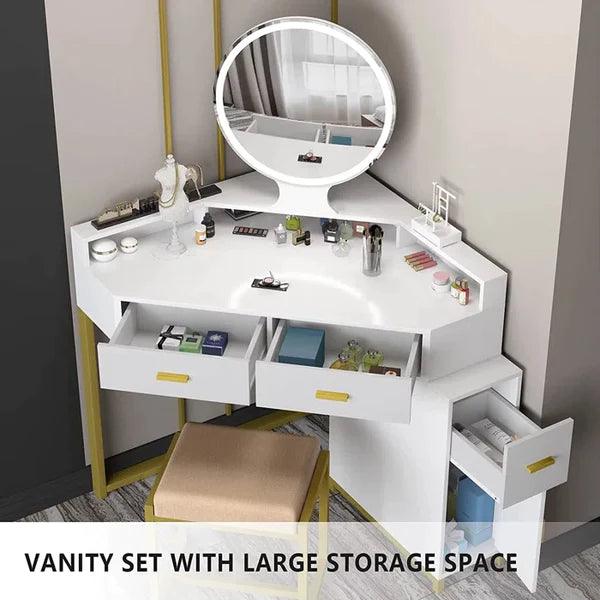 Cykron Drey Vanity dressing table design with mirror with stool - Ouch Cart