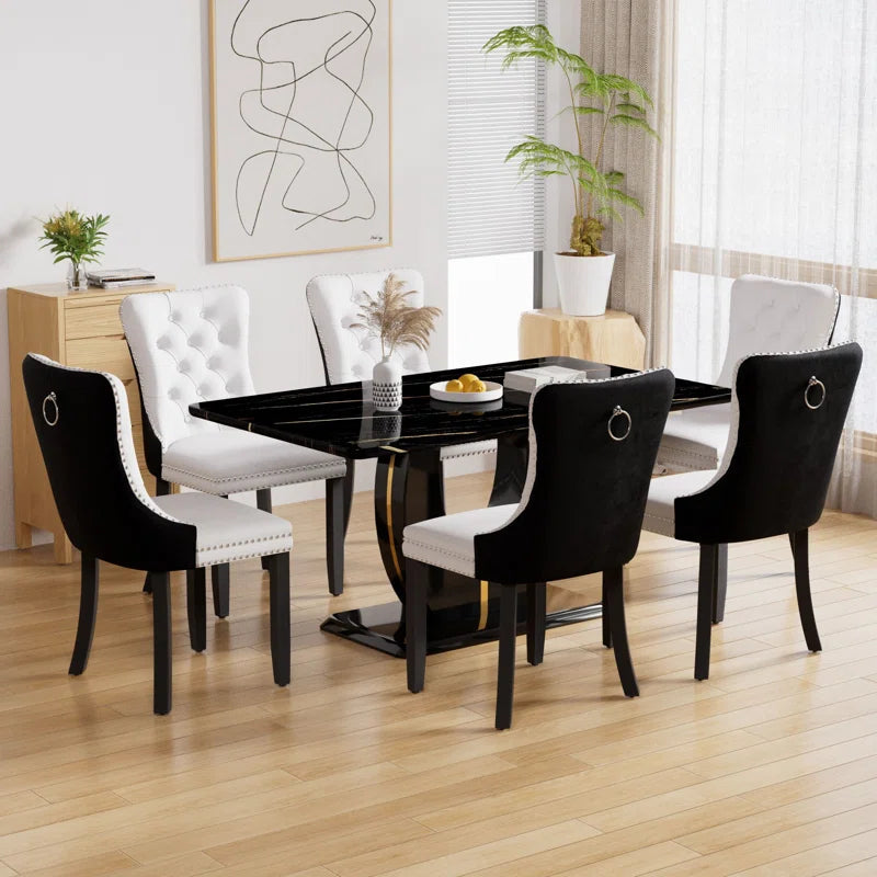 "Elegant 7-Piece Pedestal Dining Set: A Perfect Centerpiece for Gatherings" ouch cart