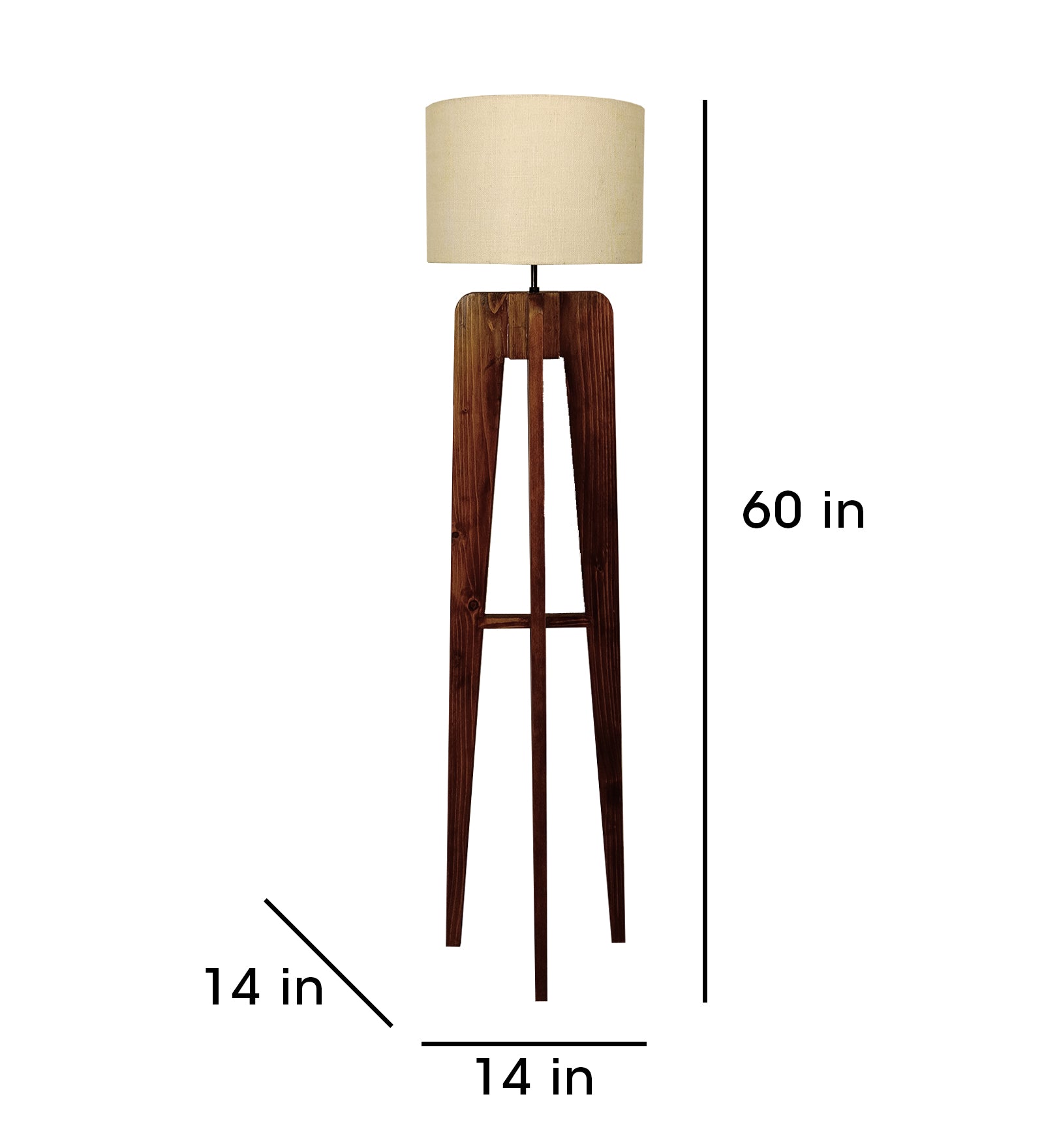 Jet Wooden Floor Lamp with Premium Beige Fabric Lampshade (BULB NOT INCLUDED)