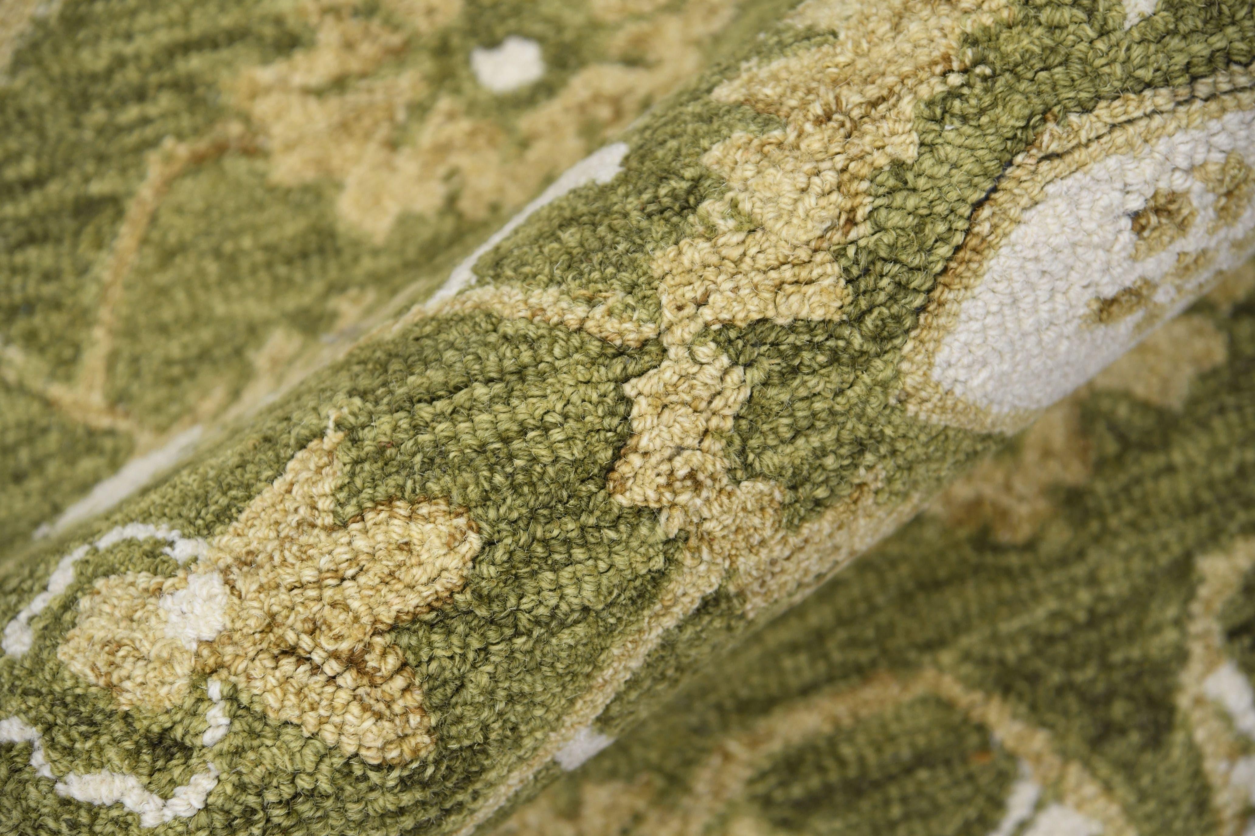 Olive Green Wool Romania 4x6 Feet Hand-Tufted Carpet - Rug - Ouch Cart