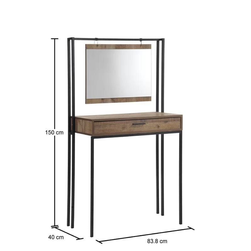 Lufeiya Vanity Table with one Drawer for Bedroom, Home Office Desk with Storage Drawer and Bag, Study Writing Table for Spaces, Brown - Ouch Cart