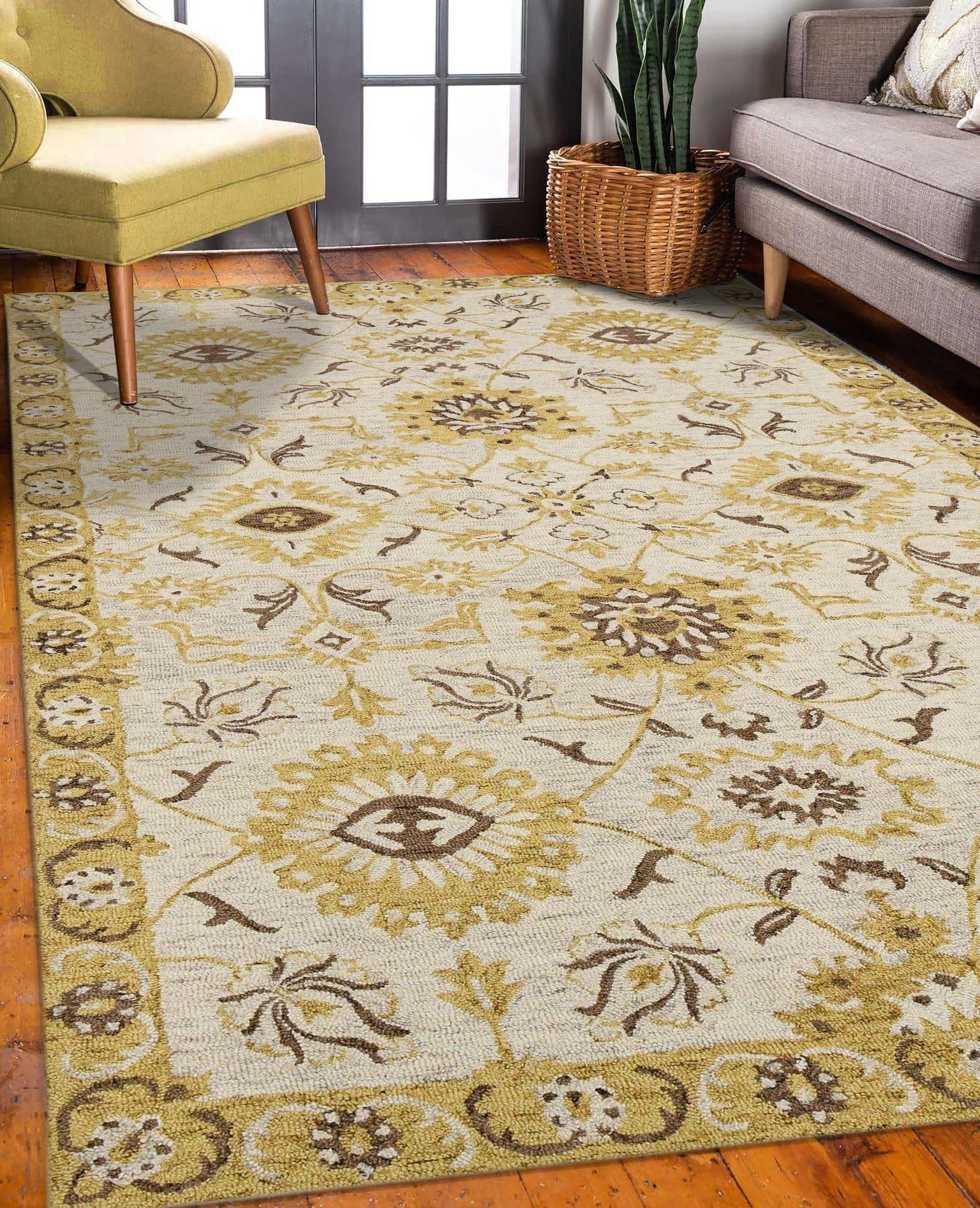 Gold Wool Romania 5x8 Feet Hand-Tufted Carpet - Rug - Ouch Cart