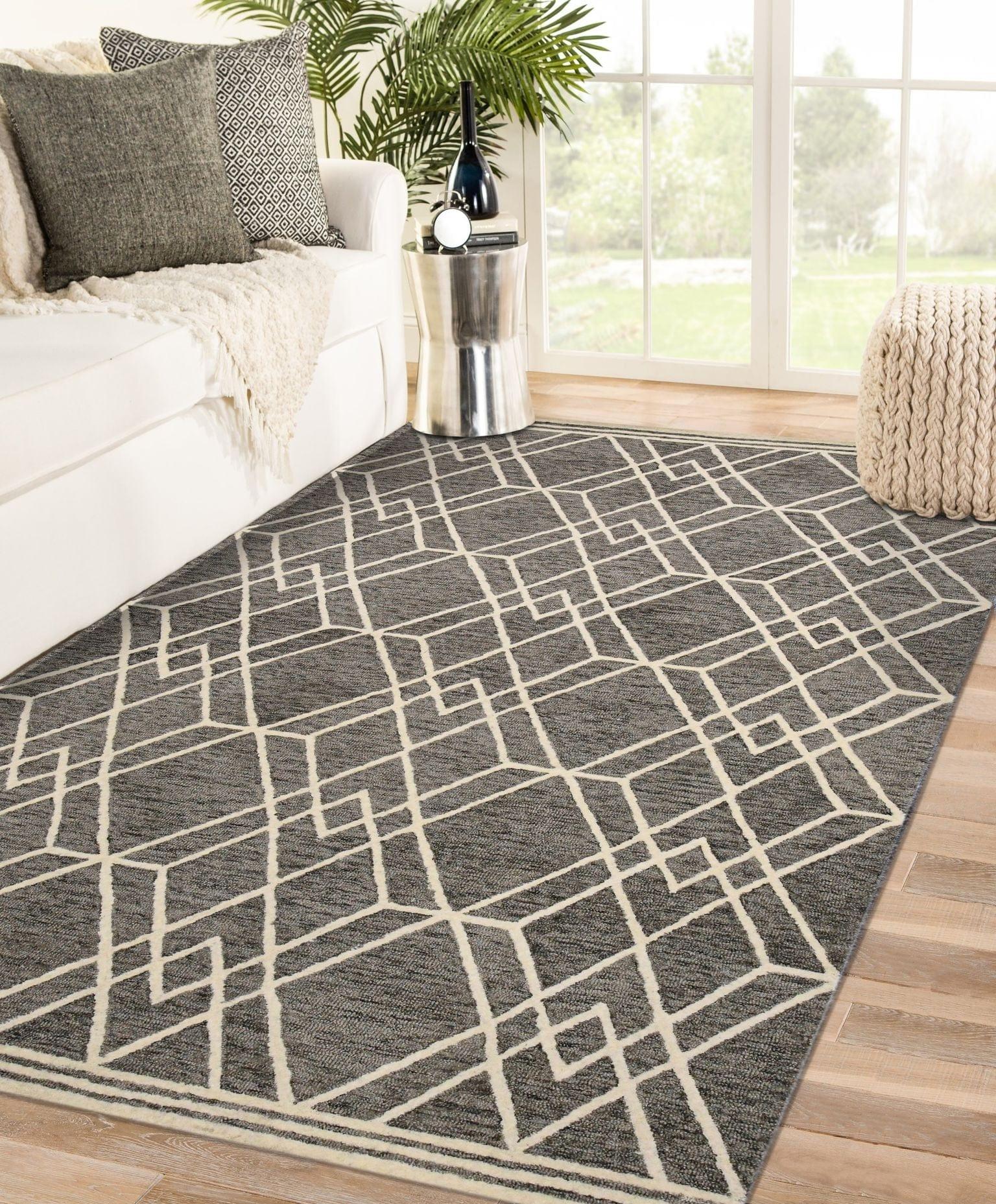 Khaki Wool Vista 5x8 Feet Hand-Tufted Carpet - Rug - Ouch Cart