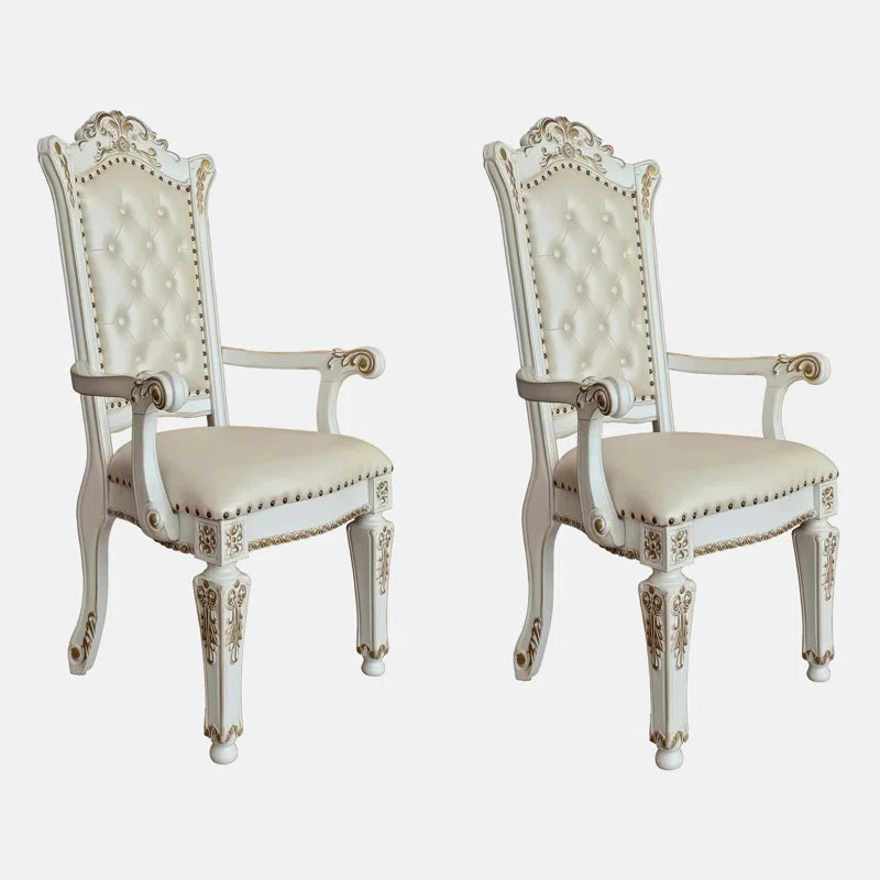 Traditional Faux Leather Arm Chair with Nailhead Trim & Wooden Tapered Legs Ouch Cart