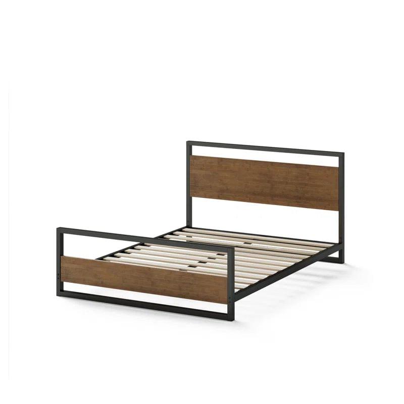 Karlie Bed Frame with Deatiled Wood Headboard - Ouch Cart