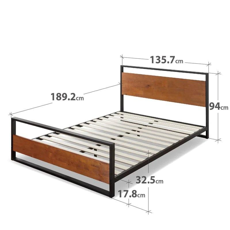 Karlie Bed Frame with Deatiled Wood Headboard - Ouch Cart
