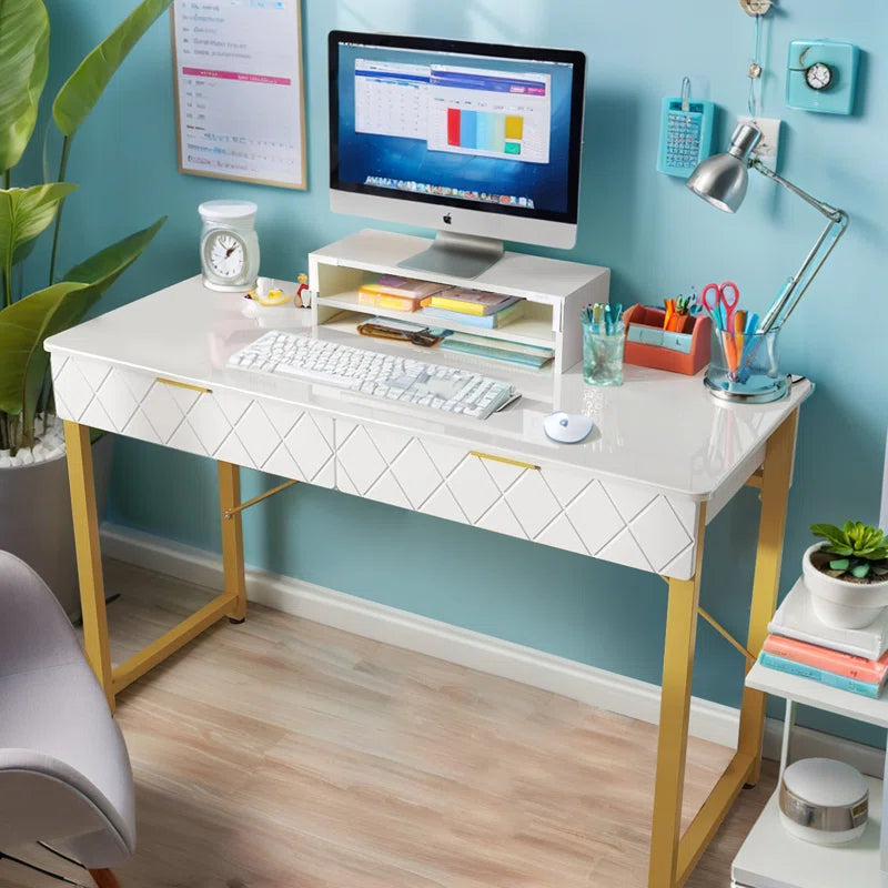 39.4"W Computer Desk with Drawers Ouch Cart