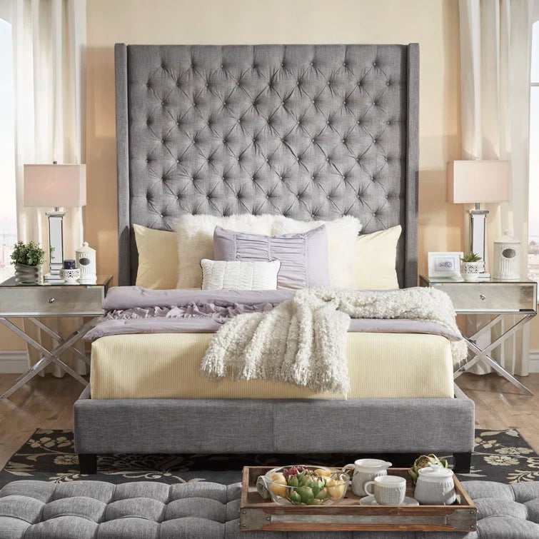 Kaster Upholstered Wingback Bed OUCH CART
