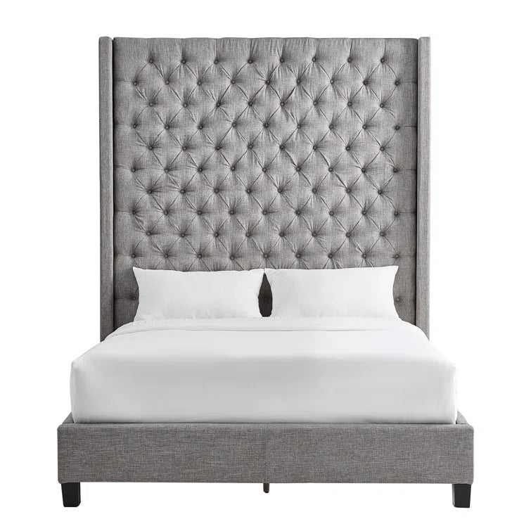 Kaster Upholstered Wingback Bed OUCH CART