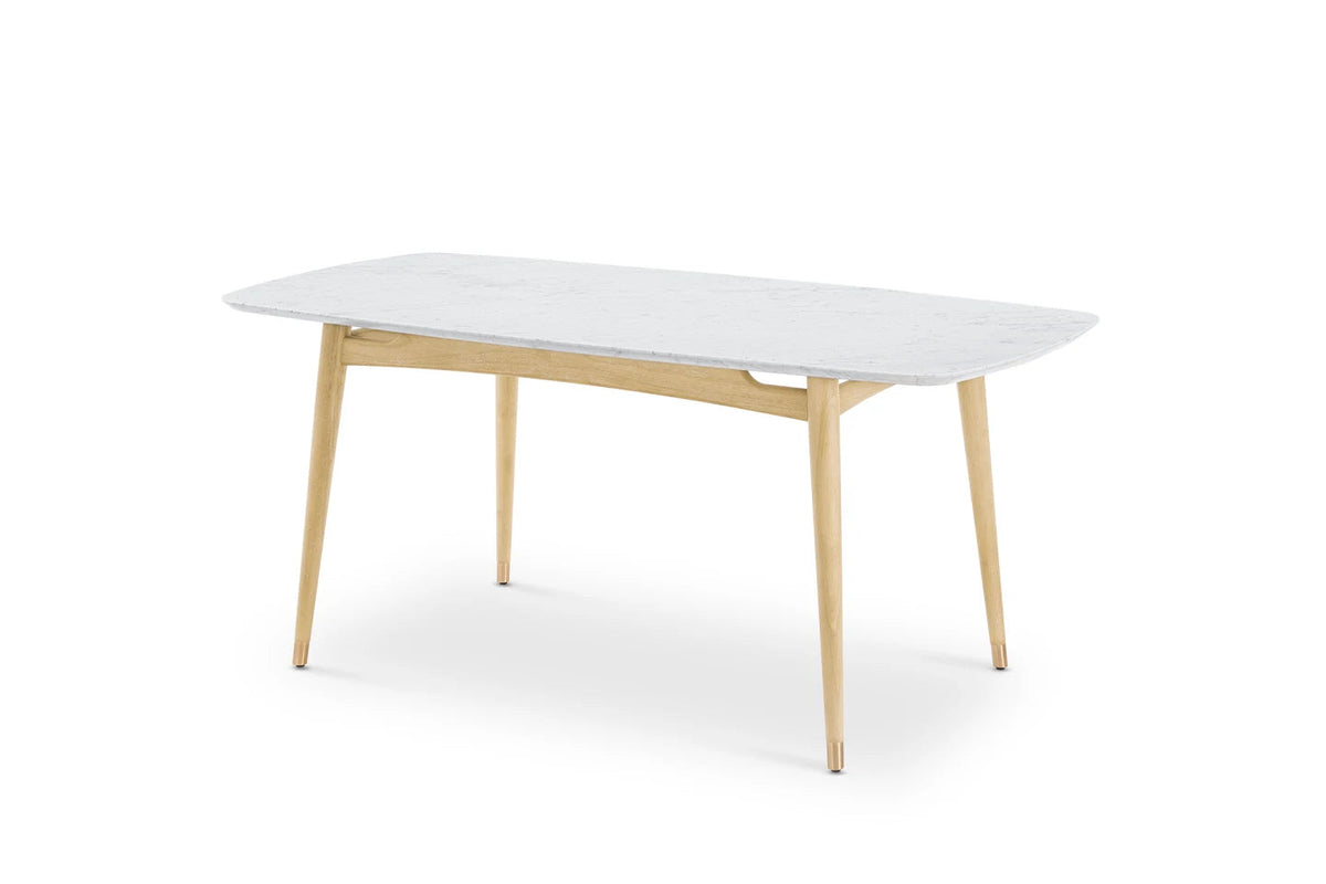 Kelsey Faux Marble Dining Table, White Wash Ouch Cart