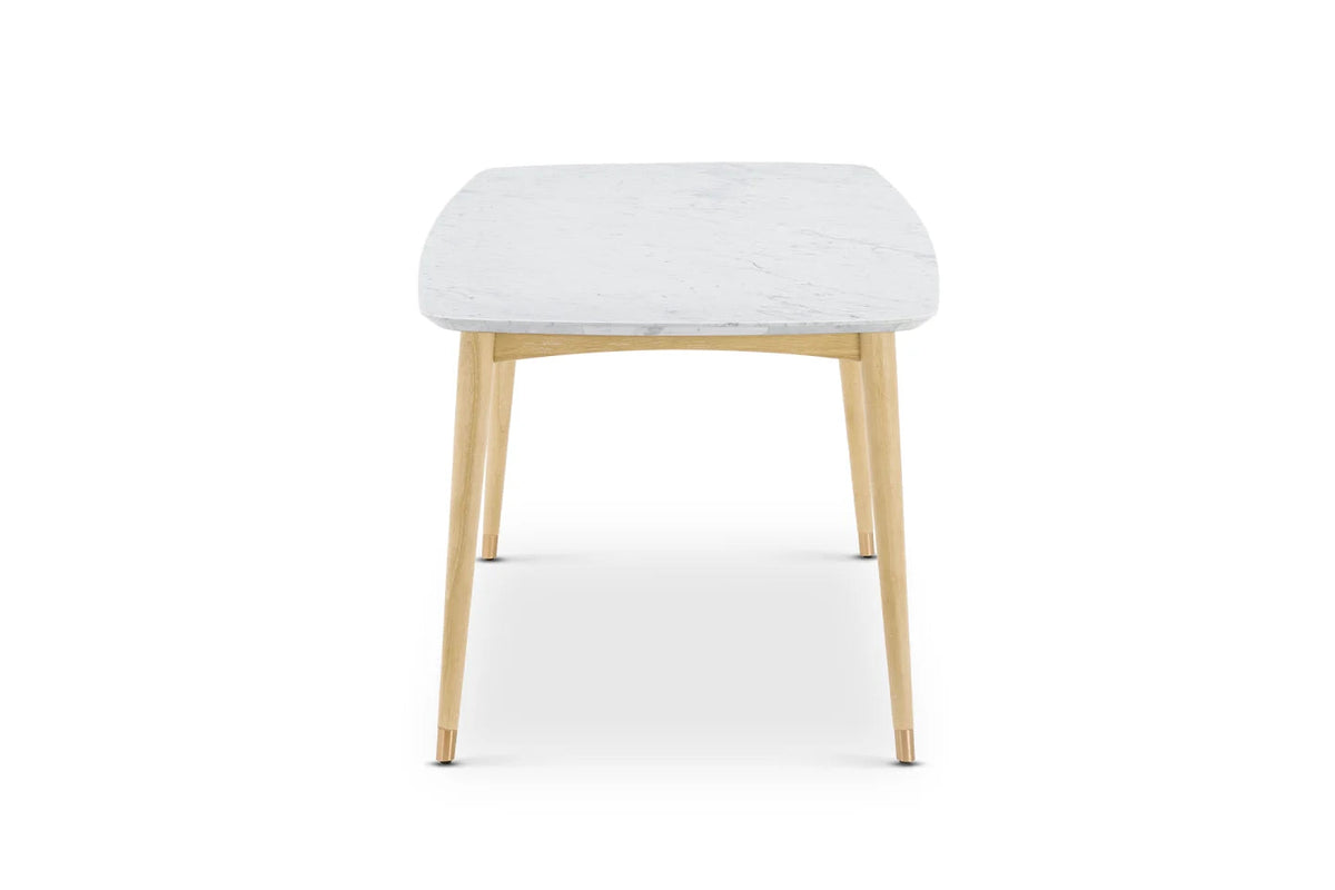 Kelsey Faux Marble Dining Table, White Wash Ouch Cart