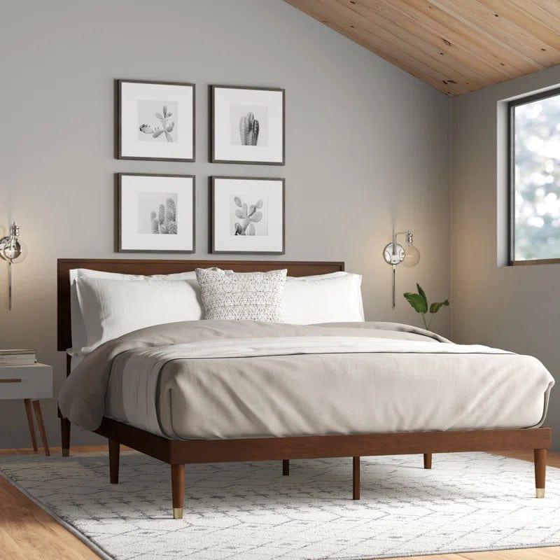 Kiesel Solid Wood Bed Frame with Headboard - Ouch Cart