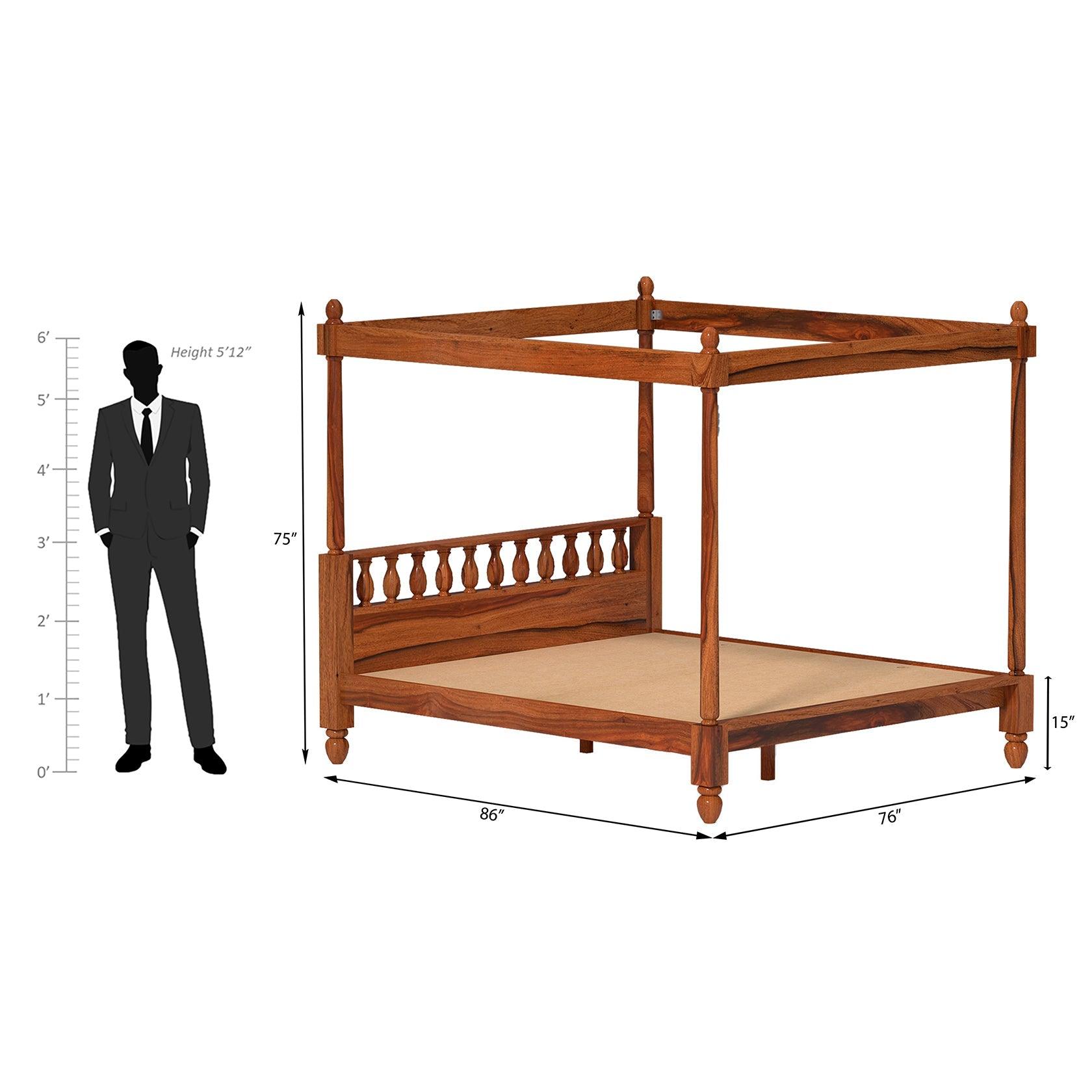 Dreamer Sheesham Wood Bed without Storage in Maharani Color - Ouch Cart