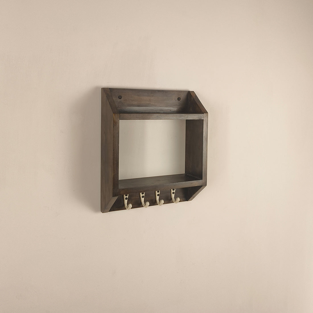 Kingston Wooden Wall Shelf Organiser with Key Holders- OUCH CART | Wall hangings
