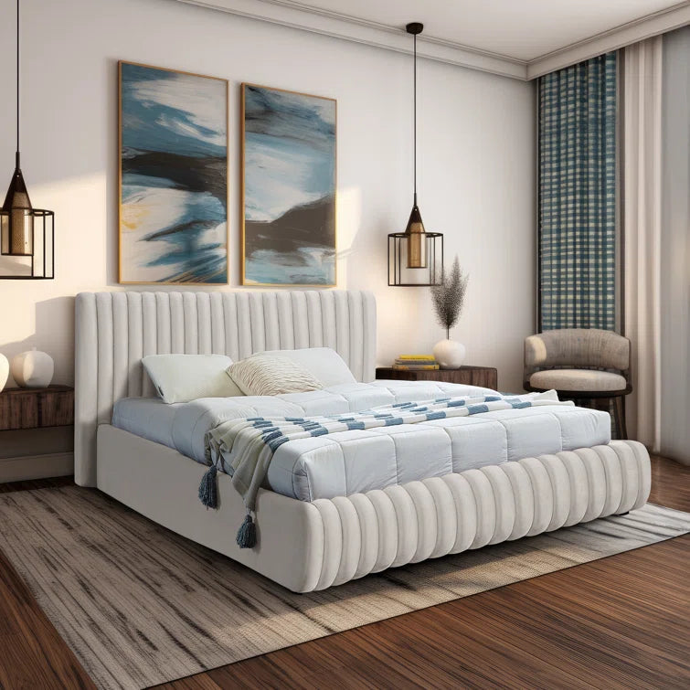 Kiriazes Upholstered Platform Bed Ouch Cart