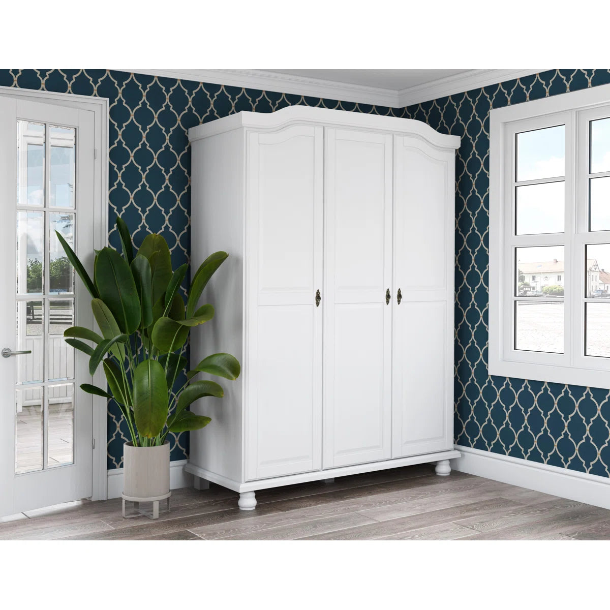 Kyle Bedroom 3-Door Solid Wood Armoire Wardrobe
