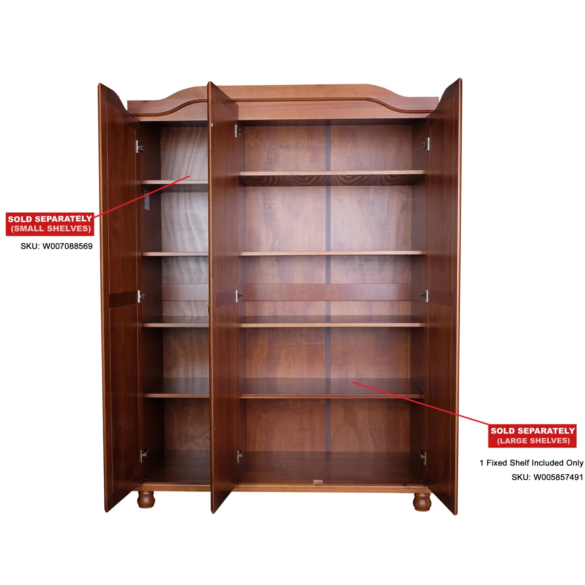 Kyle Bedroom 3-Door Solid Wood Armoire Wardrobe