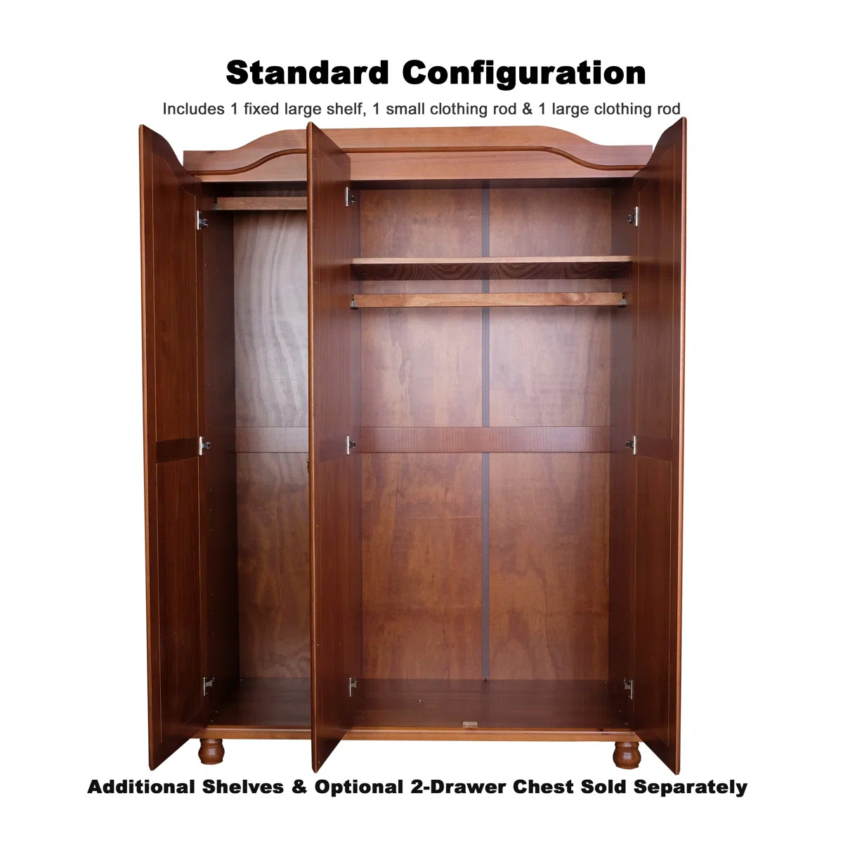 Kyle Bedroom 3-Door Solid Wood Armoire Wardrobe-OUCH CART | Wardrobe
