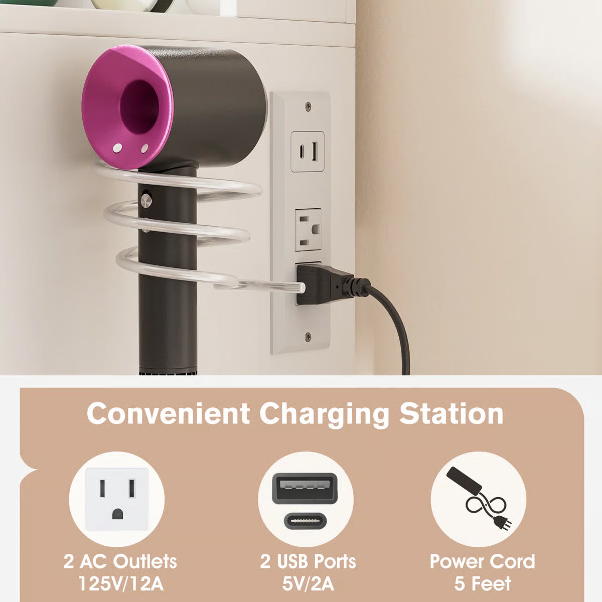 Kyriako Modern Makeup Vanity with LED Mirror, Charging Ports & 3 Drawers – Perfect Bedroom Dressing Table