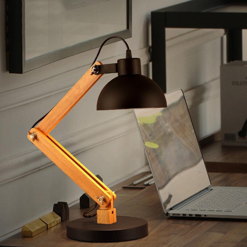 Modern Nordic Wood & Metal Study Lamp With Black Base By Ss Lightings - Ouch Cart