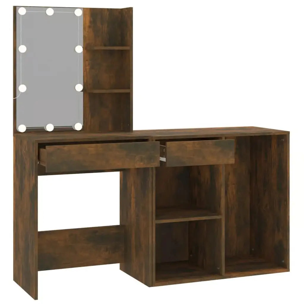LED Vanity Dressing Table โ Smoked Oak Engineered Wood Desk with Storage Cabinet
-OUCH CART |Dressing table