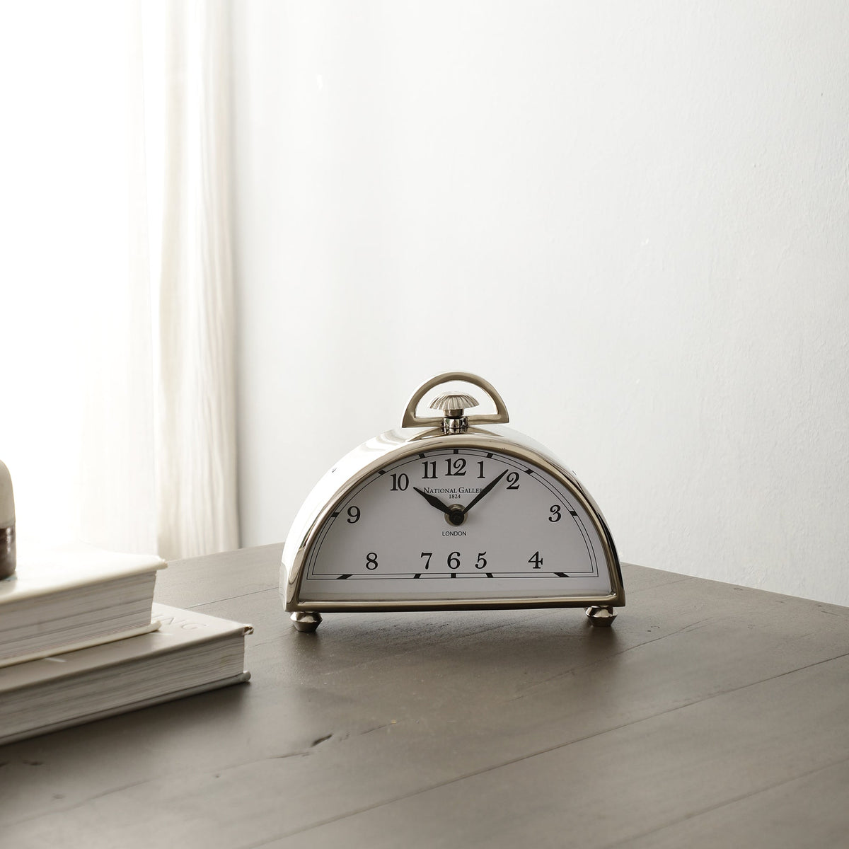 Luna Desk Clock In Silver M.M.I. OVERSEAS
