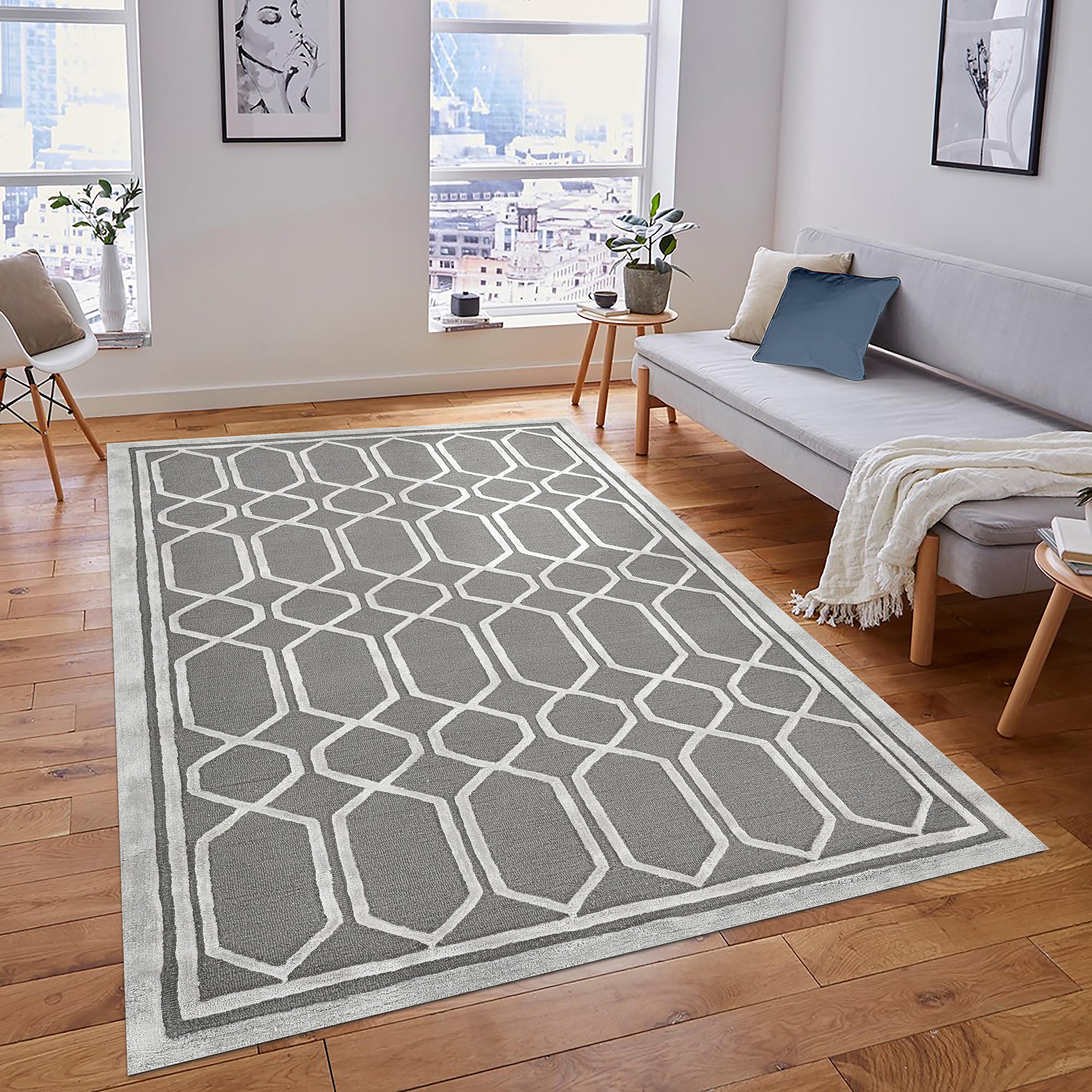 Saraswati Global Rug, Premium Wool Area Rug, 8x10 Feet, Luxury Rug, Ideal for Bedroom, Living Room, and Dining Room, Kids Room, Office Rug, Anti-Skid & Anti Slip Backing Carpet.