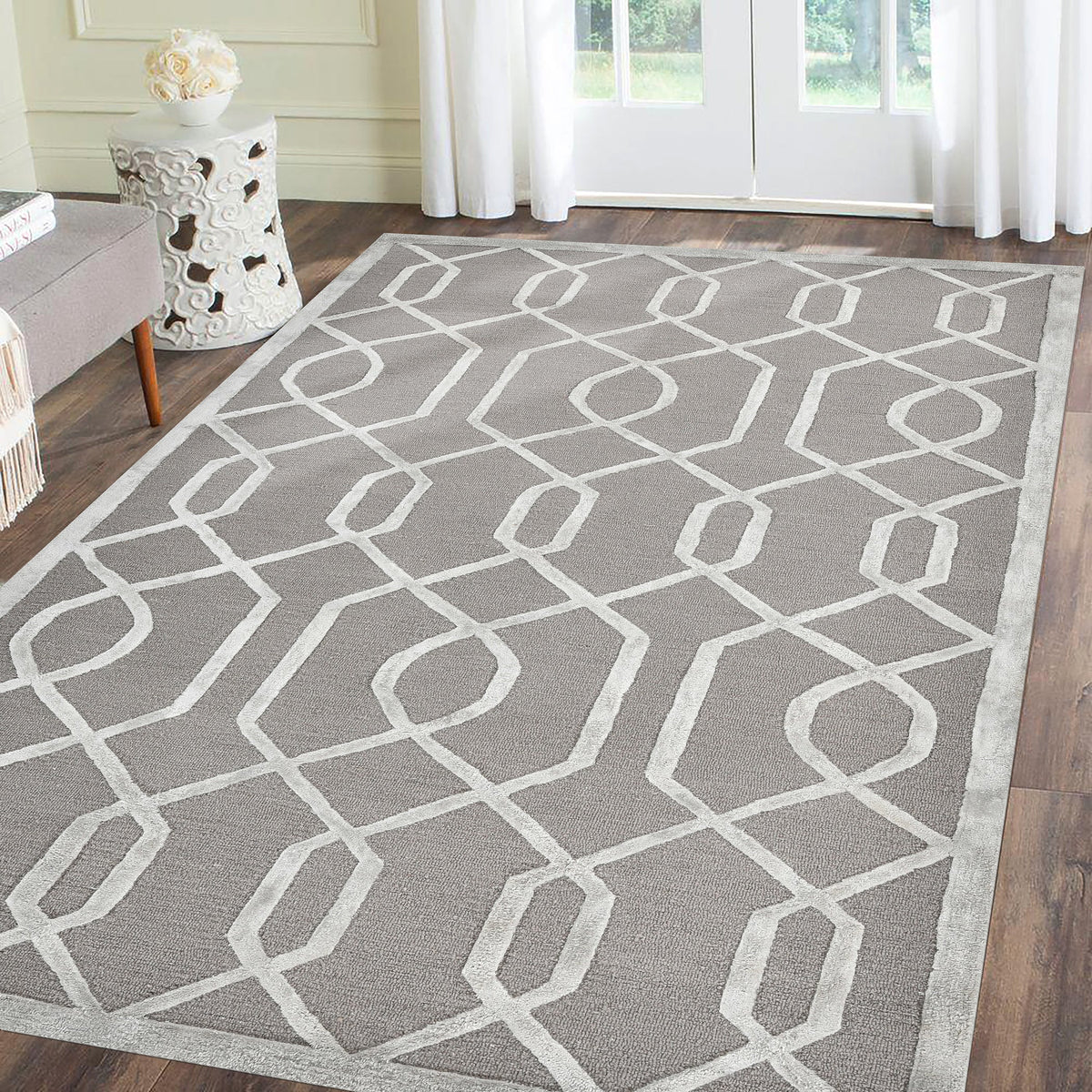 Saraswati Globle Hand-Tufted Rug, Wool Viscose Rug, Indian Rug, Area Rug, Modern Rug, Ideal for Bedroom, Living Room, and Dining Room, Kids Room, Office Rug, Anti Slip & Anti Skid Baking Carpet (8x10). Saraswati Global