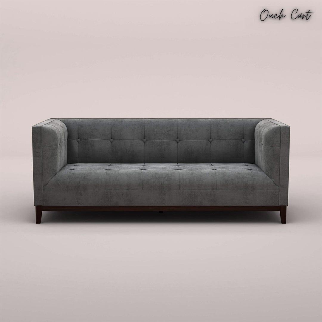 LOREN THREE SEATER FABRIC SOFA (VELVET, CHARCOAL GRAY) - Ouch Cart