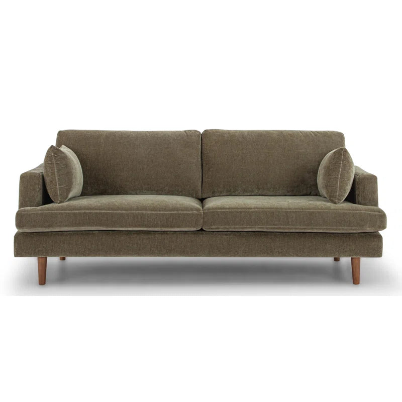 Mid-Century Modern Performance Fabric Sofa – Muted Tone Finish Ouch Cart