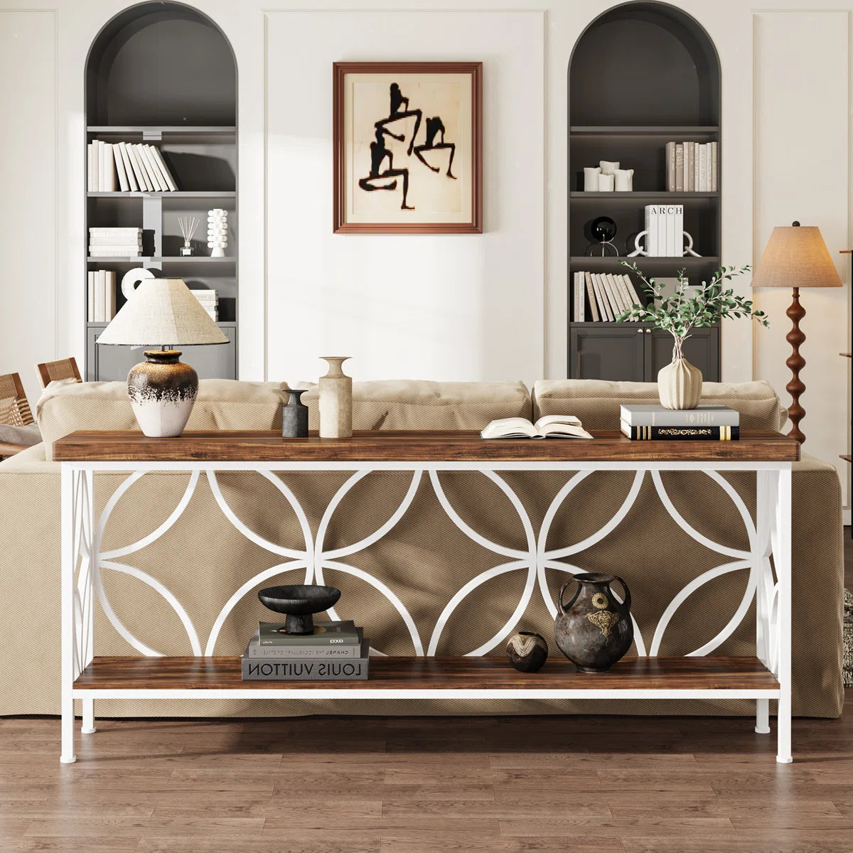 Exquisite Lattice Frame Sofa Table