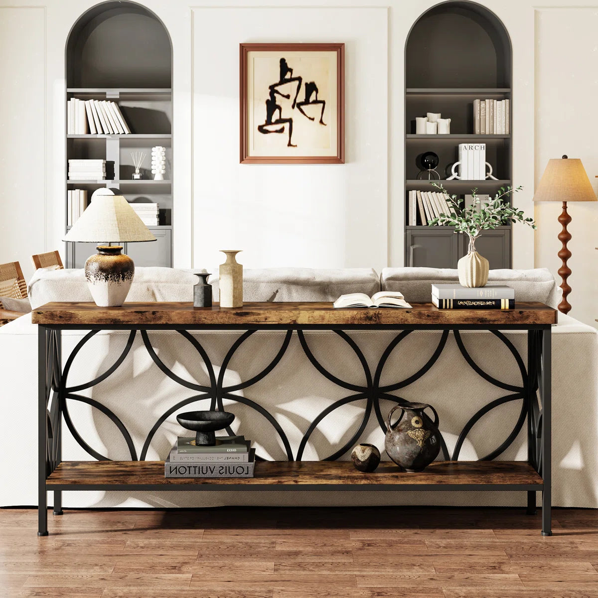 Exquisite Lattice Frame Sofa Table