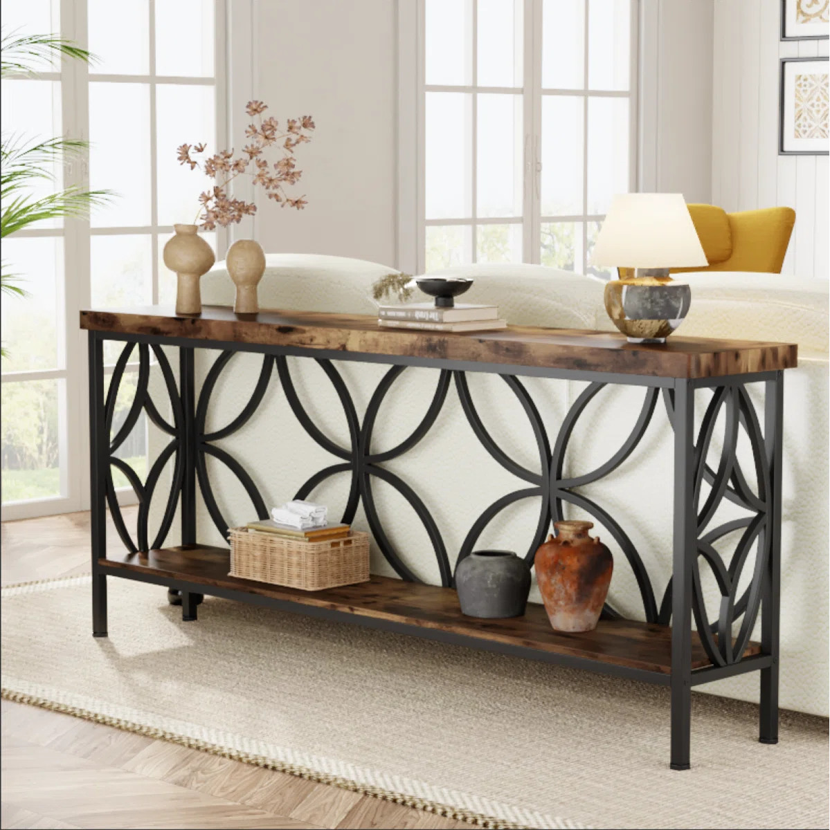 Exquisite Lattice Frame Sofa Table