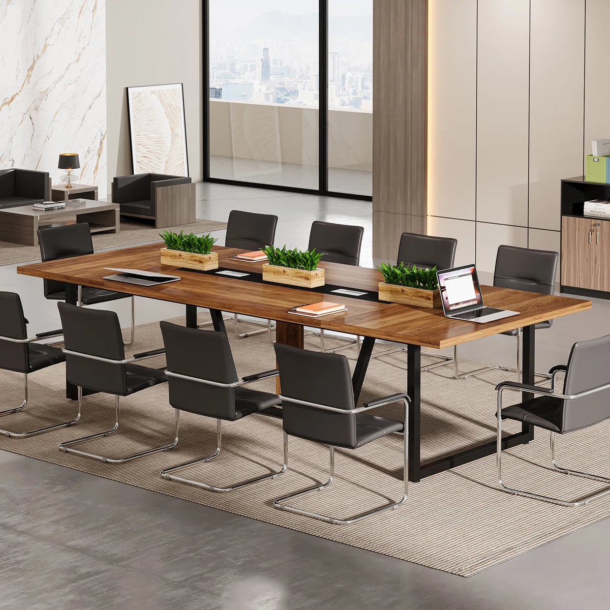 Large Conference Table, Rectangle Meeting Podcast Table