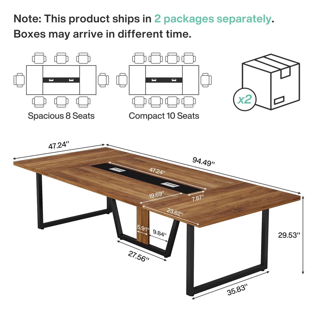 Large Conference Table, Rectangle Meeting Podcast Table OUCH CART
