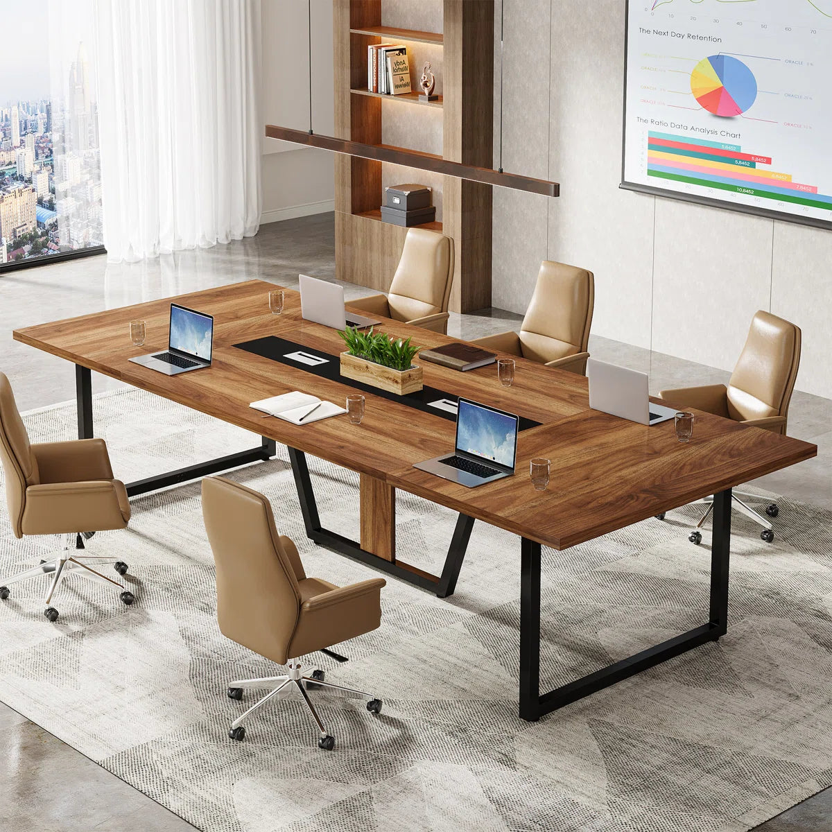 Large Conference Table, Rectangle Meeting Podcast Table