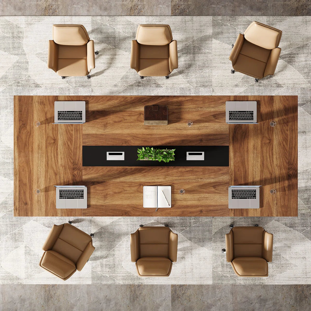 Large Conference Table, Rectangle Meeting Podcast Table