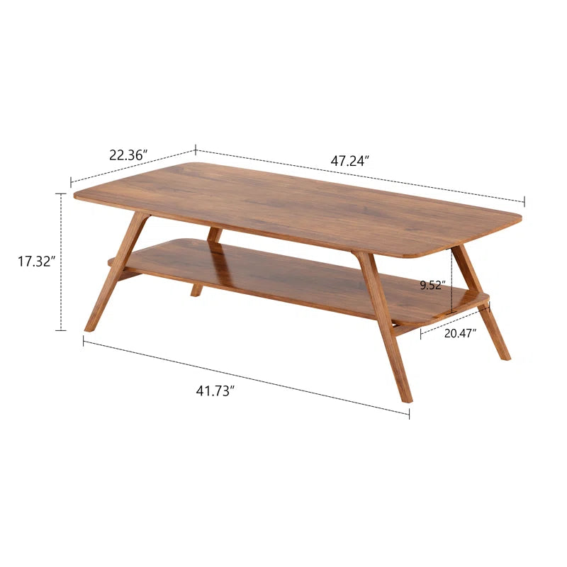 Wide Solid Wood Coffee Table OUCH CART