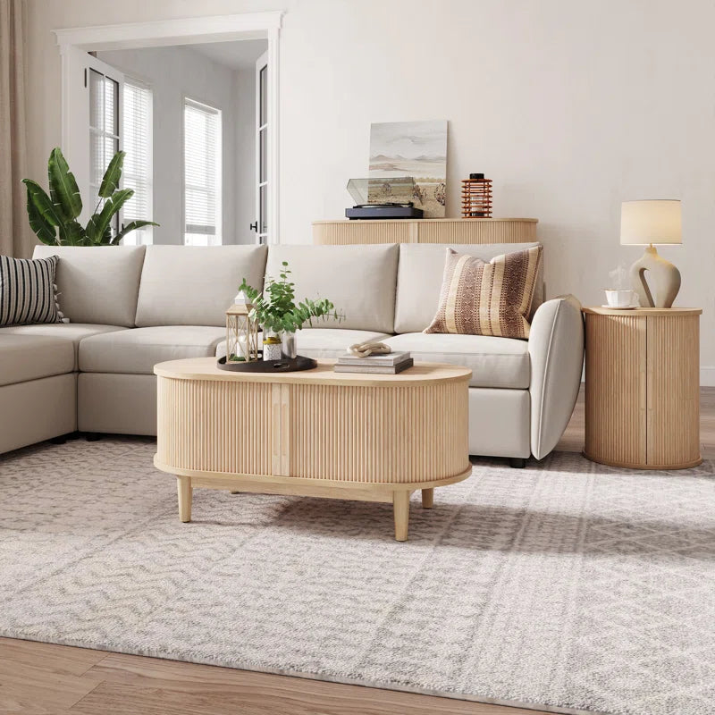 Leathia Fluted Coffee Table With Storage OUCH CART