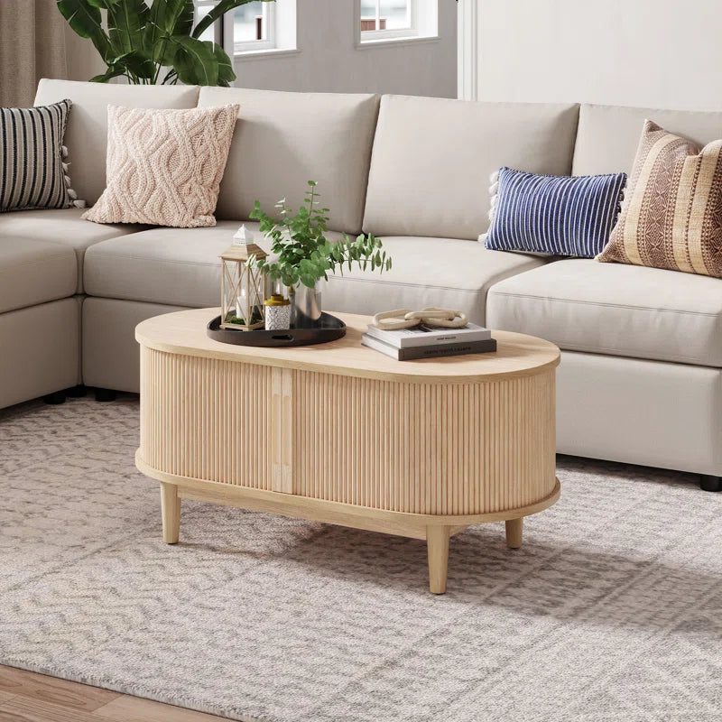 Leathia Fluted Coffee Table With Storage OUCH CART